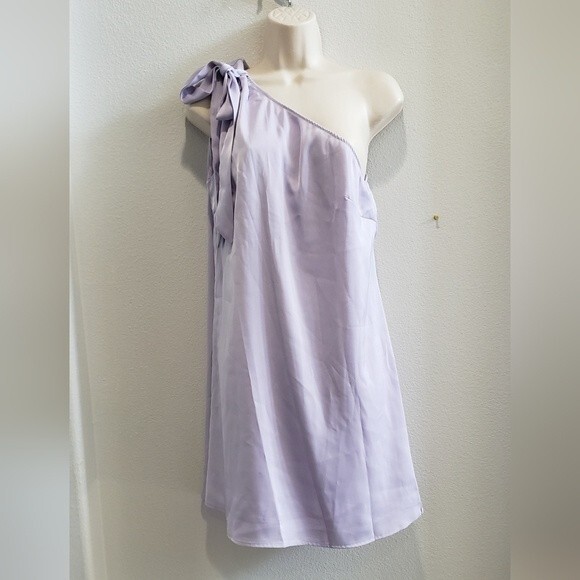 satin like mauve one shoulder mini dress size small NWT - Picture 3 of 4